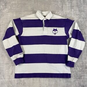 Barbarian Shirt Mens Large Purple Huskies Stripped Vtg Rugby Polo Heavyweight